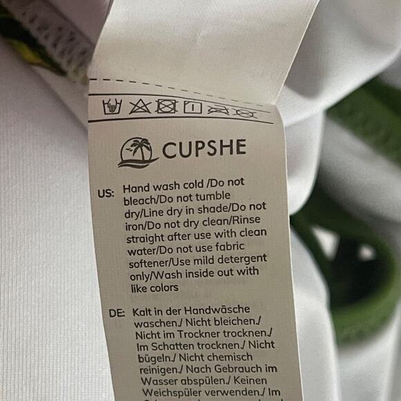 Cupshe Women XL 2 Piece Swimsuit Green Wrap Top Floral High Waist Bikini Lace Up - Picture 8 of 9